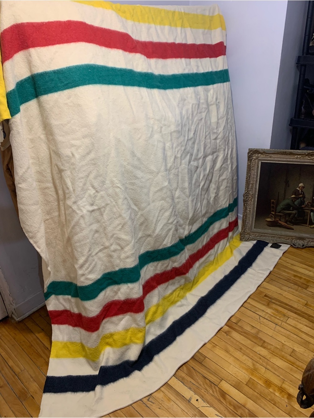 Very large Vintage 1950s Whitney point by Hudsons Bay Wool Blanket